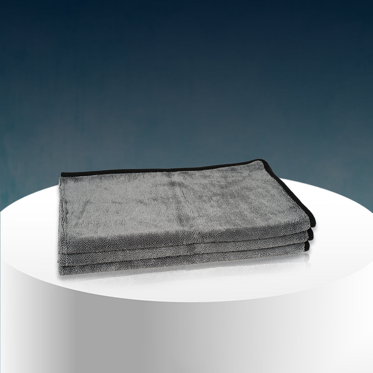 Poshlyf Twisted Loop Grey Black 600GSM Desert Storm Drier Microfiber 80cm x 50cm