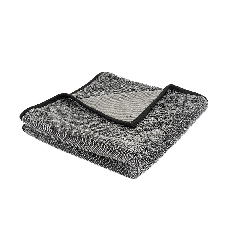 Poshlyf Twisted Loop Grey Black 600GSM Desert Storm Drier Microfiber 80cm x 50cm