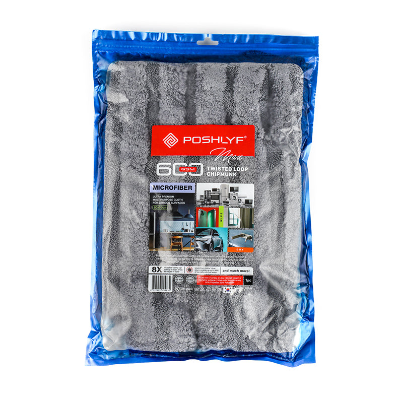 Poshlyf Chipmunk Extreme Drying Towel 600 GSM Grey with Border 80cm x 50cm